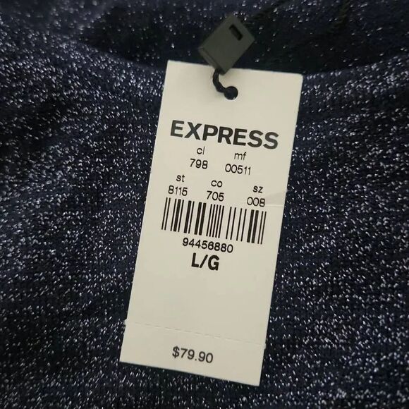 Express Women's Size Large Navy Sparkle Shoulder Cutout Mini Dress - Picture 3 of 8